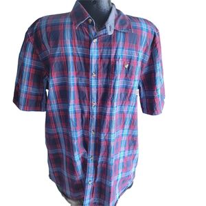 Vans Red and Blue Plaid Short Sleeve Shirt L